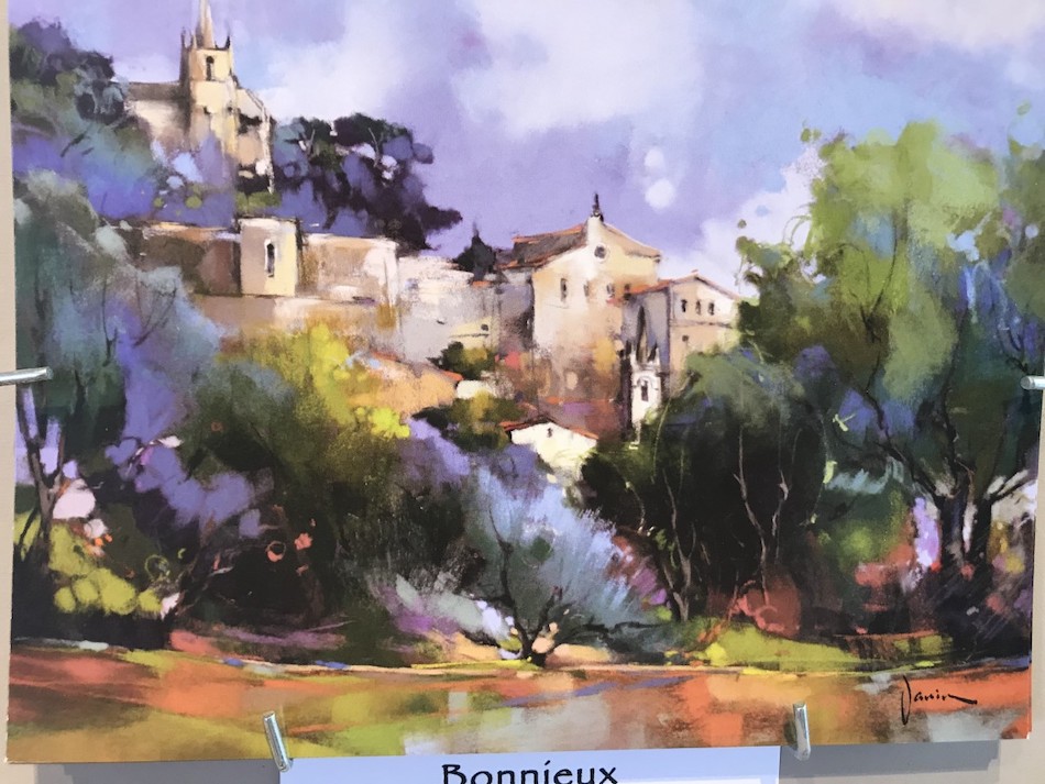 Peinture du village de Bonnieux dans le Luberon à côté de l'hôtel César à Bonnieux