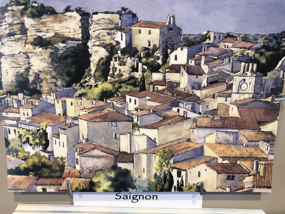 Peinture du villages de Saignon dans la drôme provencale juste à côté de l'Hôtel César à Bonnieux
